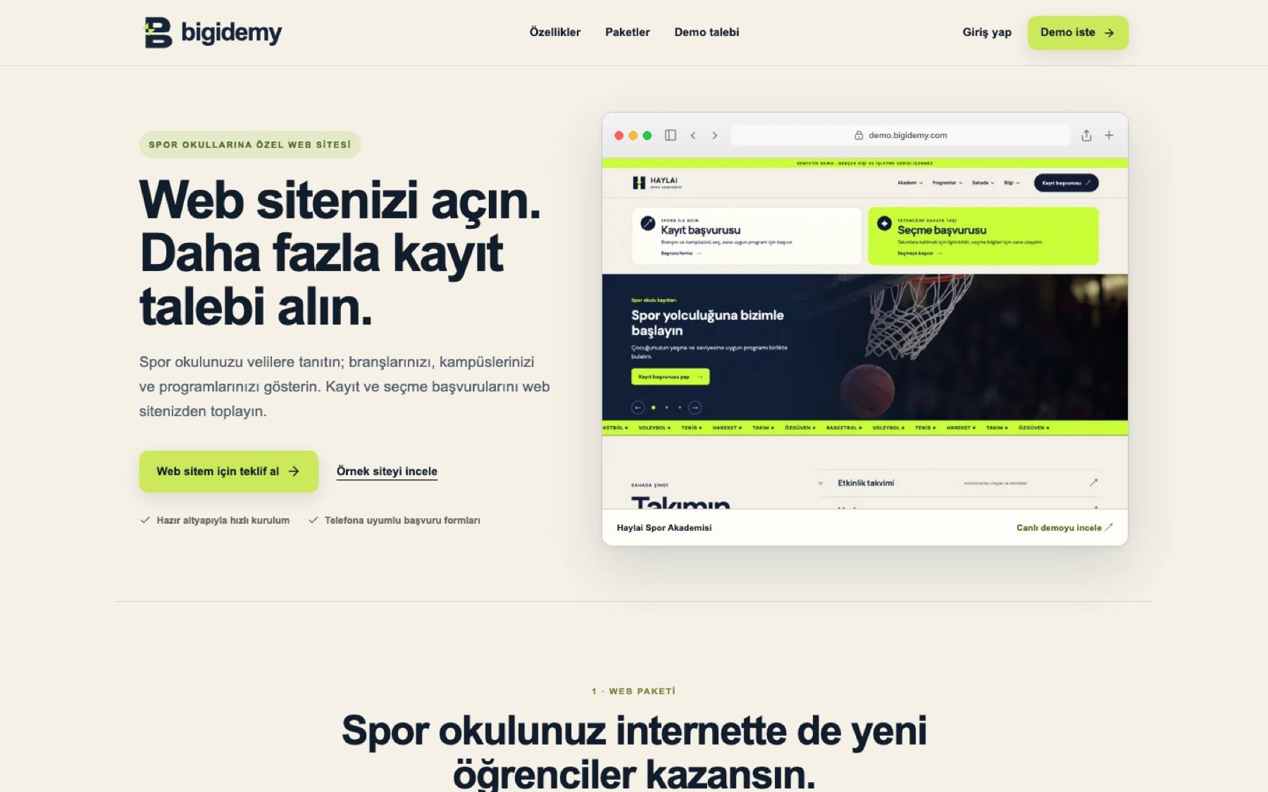 Bigidemy: bigidemy.com hero: a website for sports schools that brings in more enrolments.