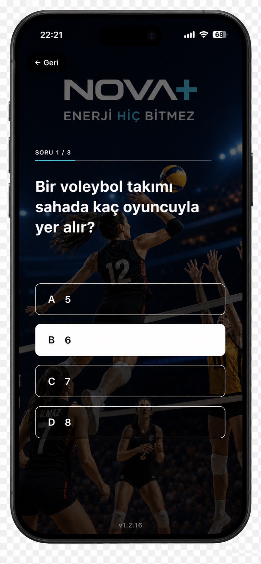 Loomive: Participant app: sponsored trivia question on a fan's phone.